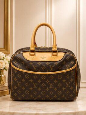 Authentic Louis Vuitton Deauville Monogram Handbag Boston Bag Luxury Tote
